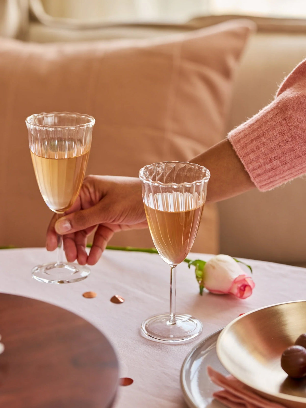 Kira Champagne Flutes, Set of 2 by Fleck India - Resonant