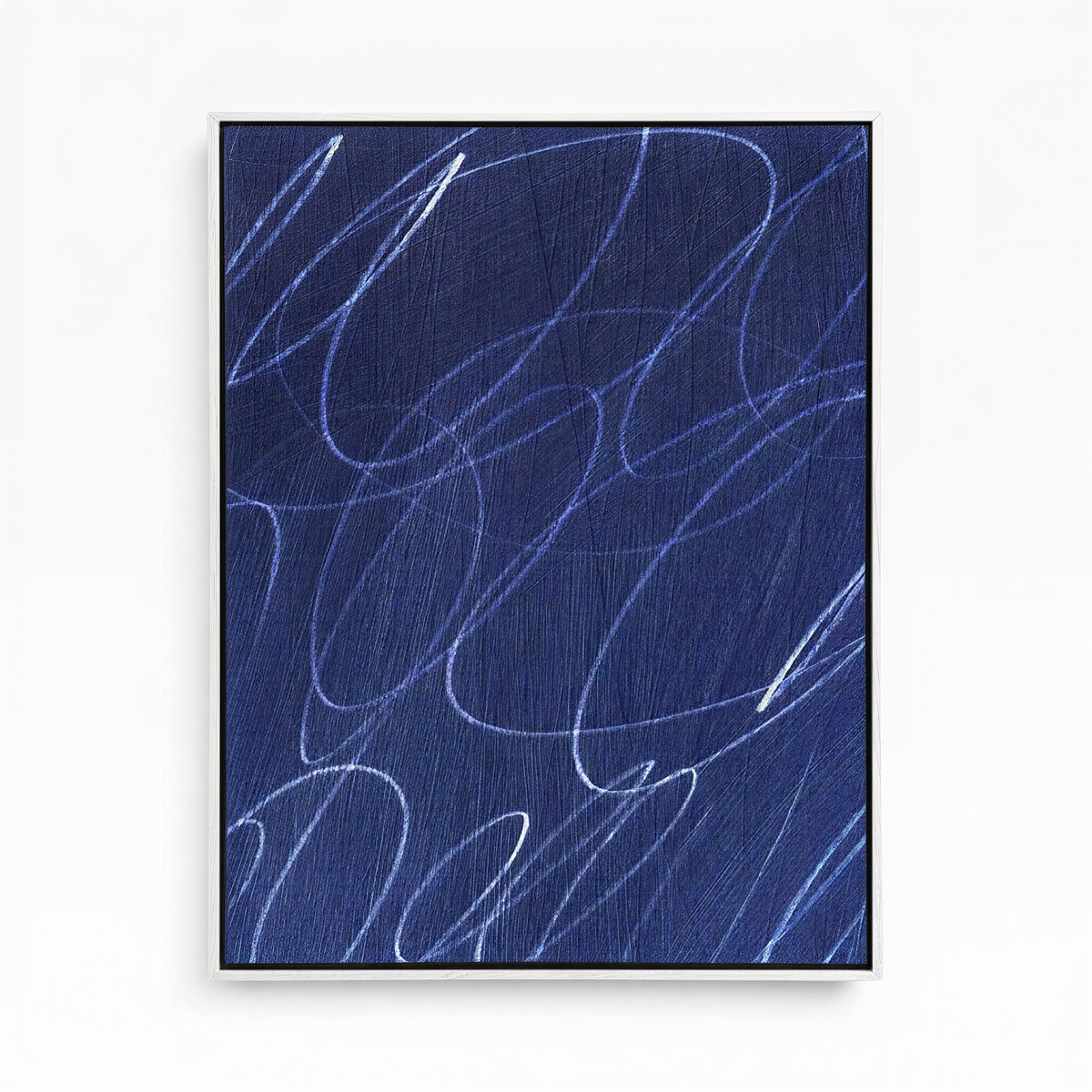 Abstract Marks in Indigo Blue Framed Wall Art - Resonant- Art Collectiv