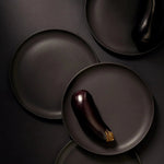 S/4 Tunisian Dinner Plate - Matte Black - Resonant- Gharyan Stoneware
