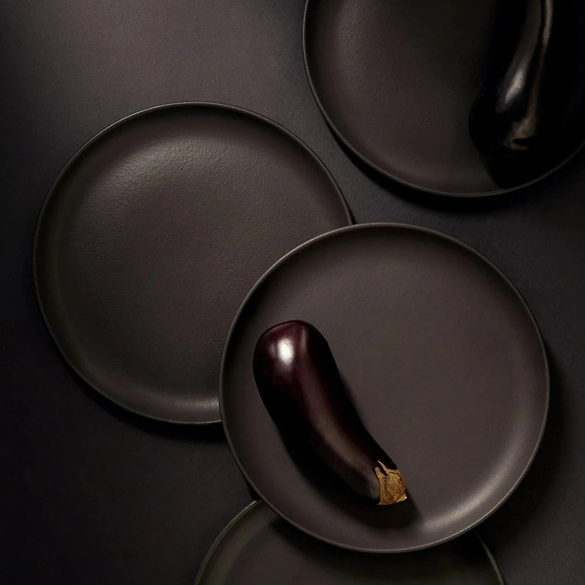 S/4 Tunisian Dinner Plate - Matte Black - Resonant- Gharyan Stoneware