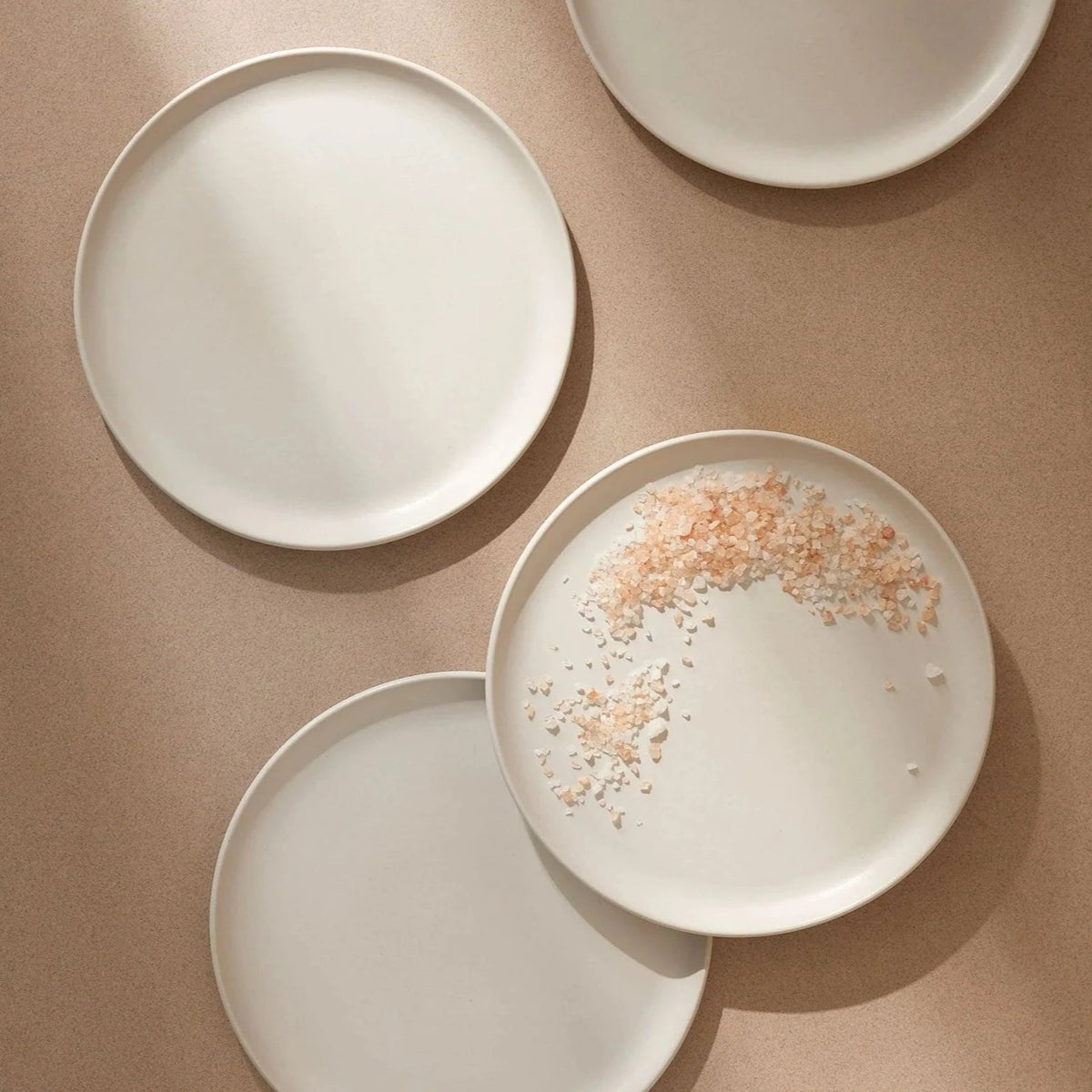 S/4 Tunisian Dinner Plate - Matte White - Resonant- Gharyan Stoneware