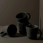 S/4 Tunisian Mug - Matte Black - Resonant- Gharyan Stoneware