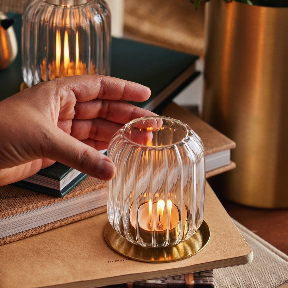 Kira Glass Lantern - set of 2 by Fleck India - Resonant