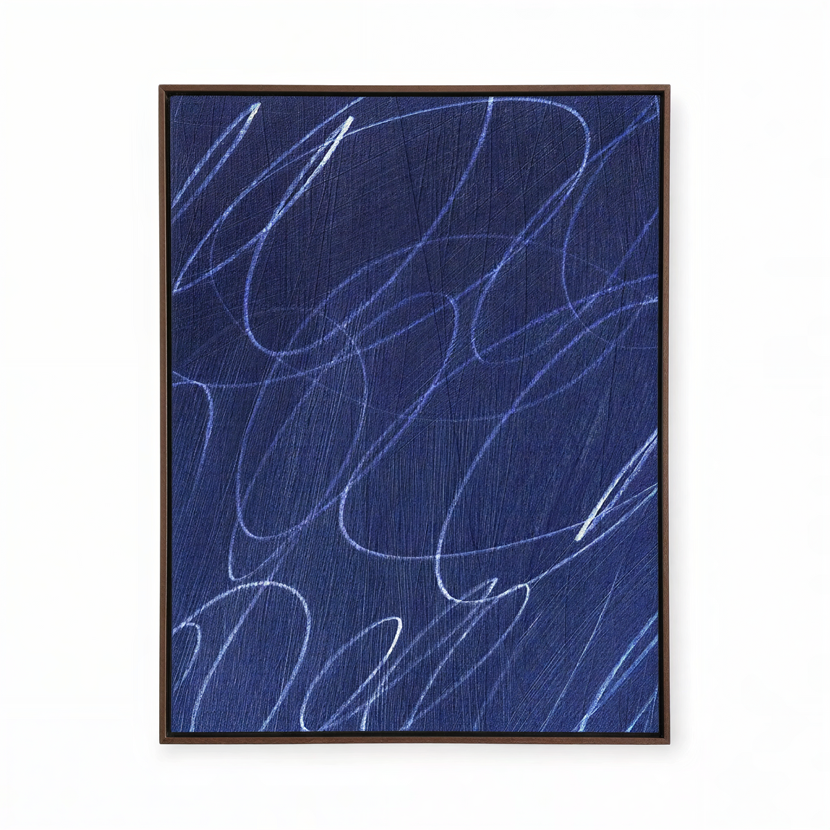 Abstract Marks in Indigo Blue Framed Wall Art - Resonant- Art Collectiv