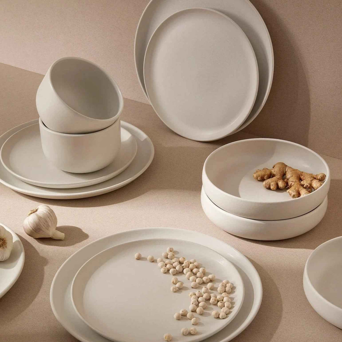 S/4 Tunisian Bowl - Matte White - Resonant- Gharyan Stoneware