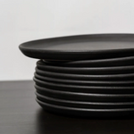 Flat Salad/Dinner Plate | Edan 9.4" - Matte Black Stoneware - Resonant- Gharyan Stoneware