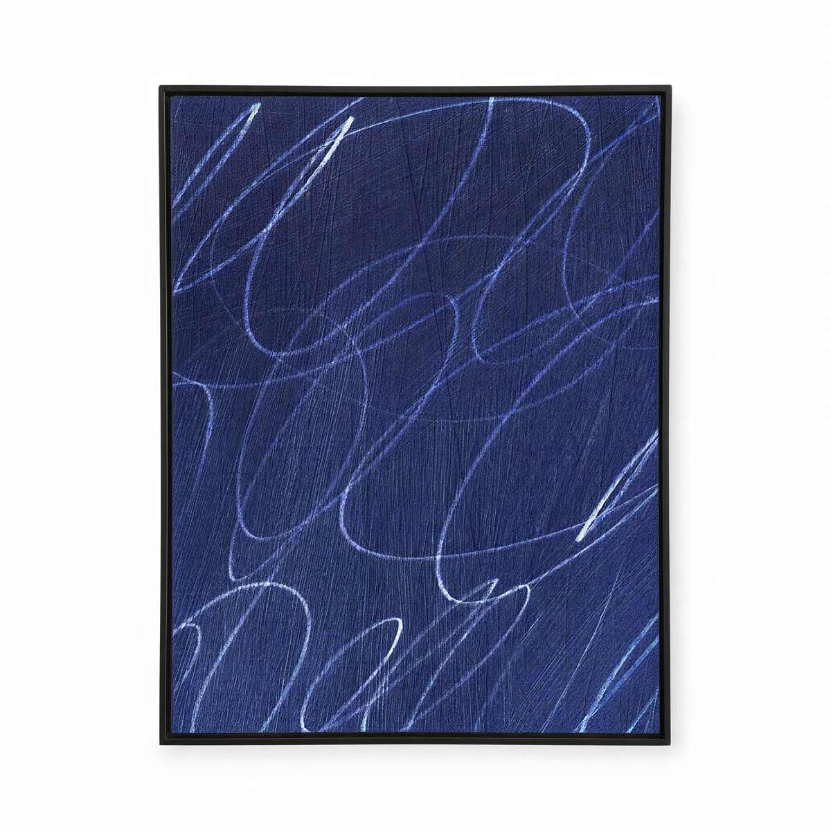 Abstract Marks in Indigo Blue Framed Wall Art - Resonant- Art Collectiv