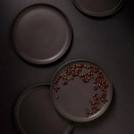 Flat Salad/Dinner Plate | Edan 9.4" - Matte Black Stoneware - Resonant- Gharyan Stoneware