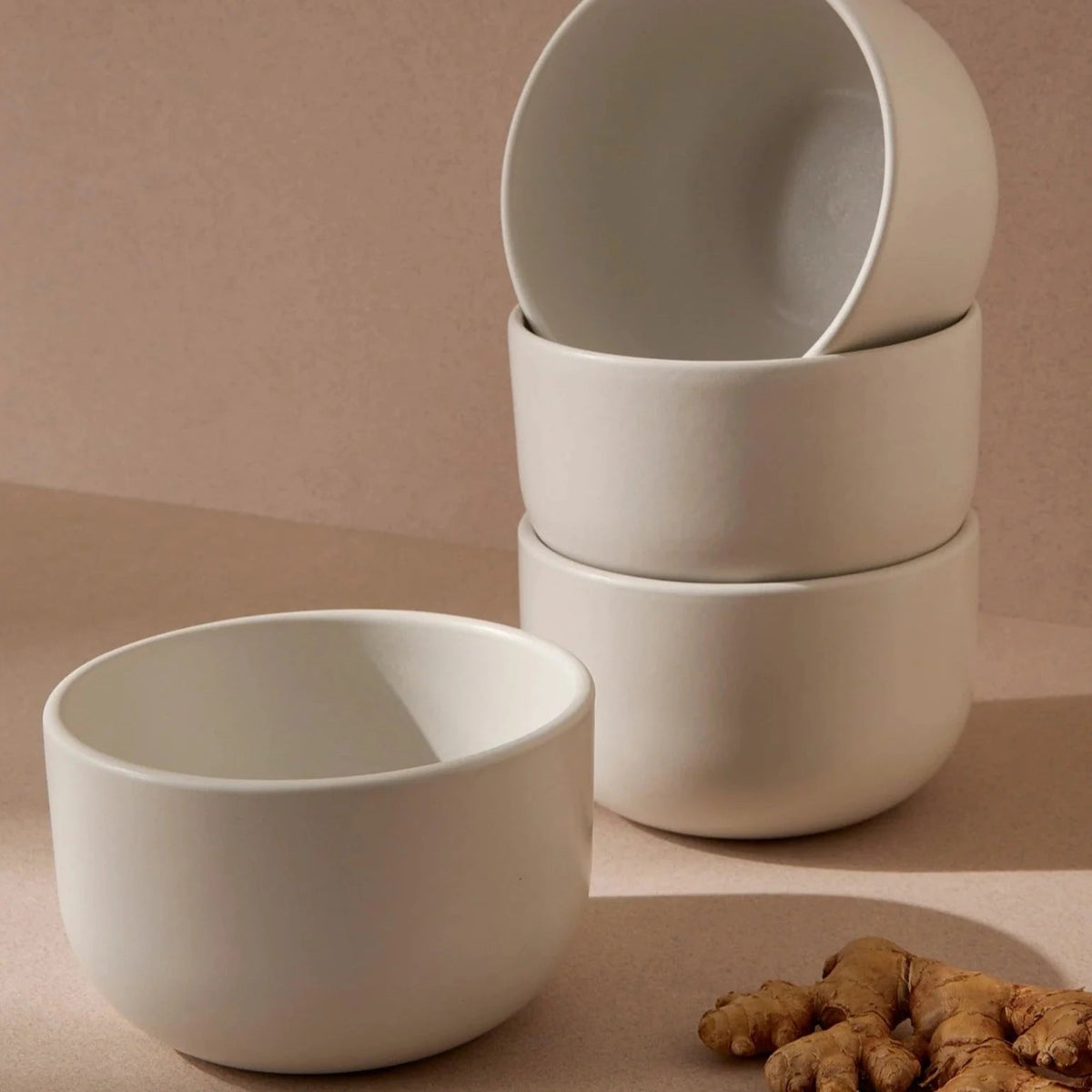 S/4 Tunisian Bowl - Matte White - Resonant- Gharyan Stoneware