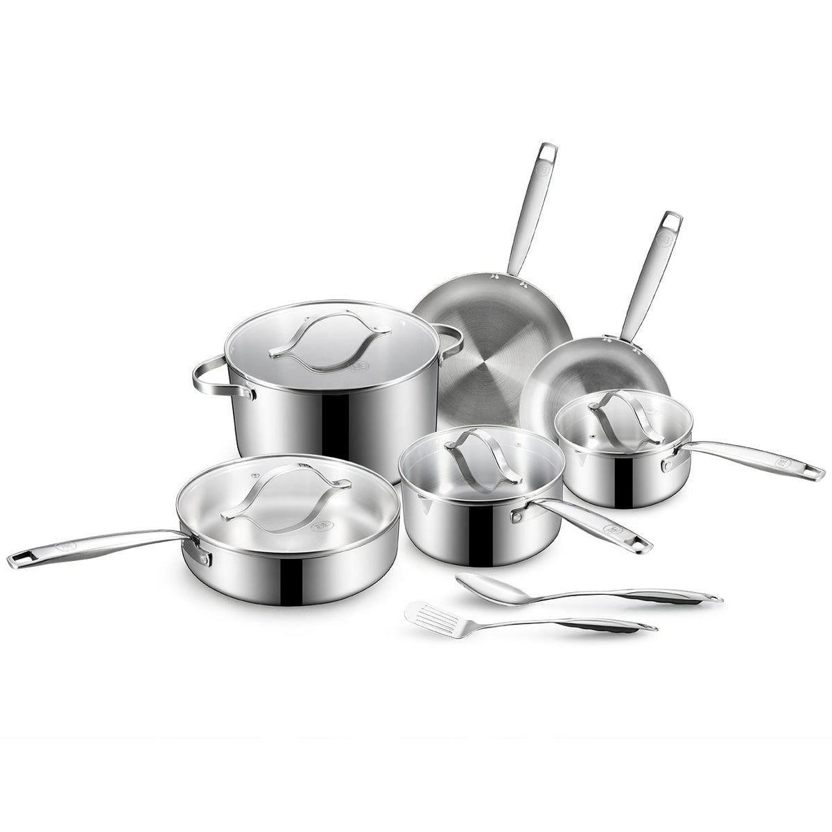 BE | LIVING Essential Series 12 pcs Cookware Set (Triply Stainless Steel) - Resonant