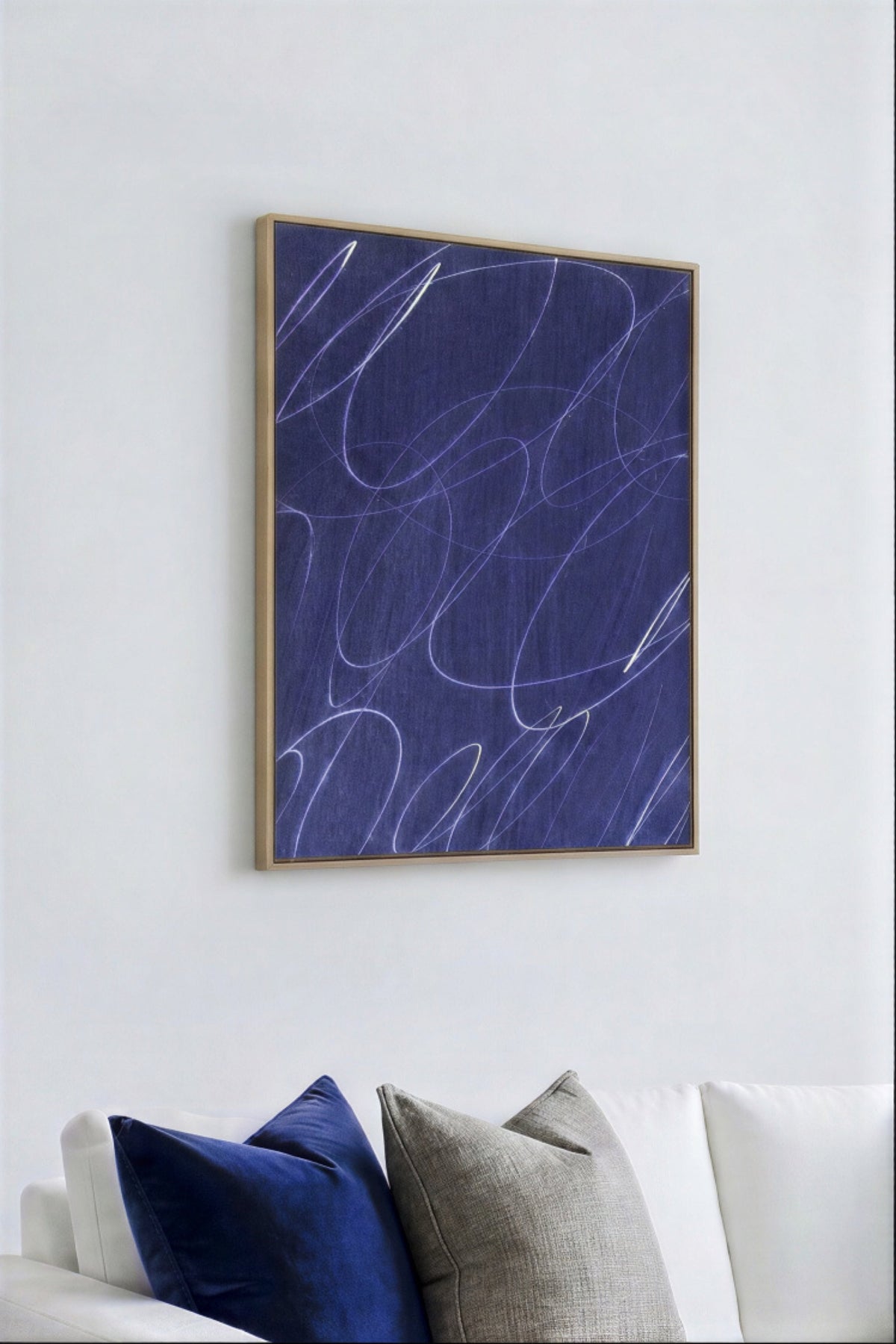 Abstract Marks in Indigo Blue Framed Wall Art - Resonant- Art Collectiv