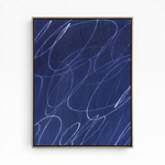 Abstract Marks in Indigo Blue Framed Wall Art - Resonant- Art Collectiv