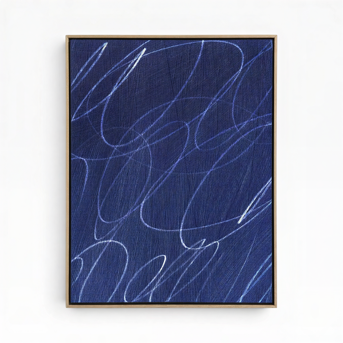 Abstract Marks in Indigo Blue Framed Wall Art - Resonant- Art Collectiv