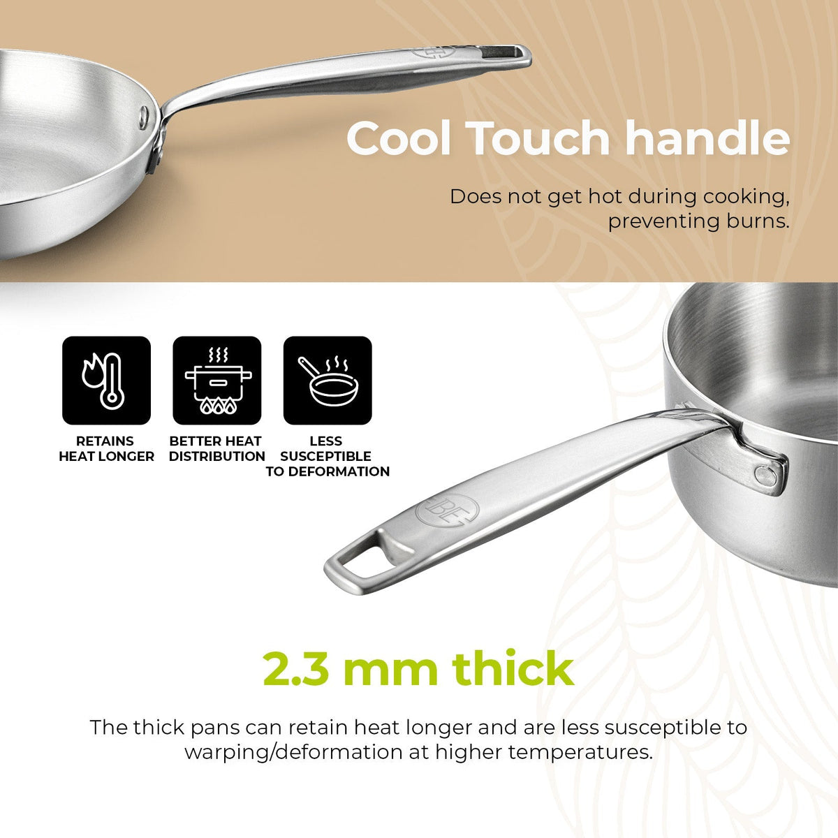 BE | LIVING Essential Series 12 pcs Cookware Set (Triply Stainless Steel) - Resonant