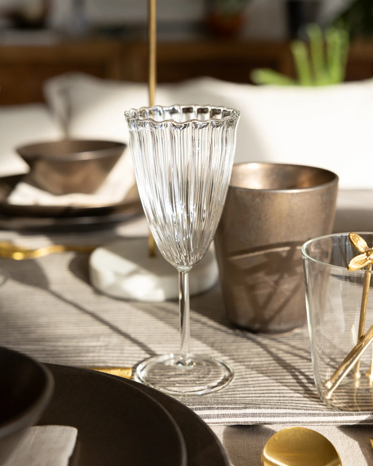 Kira Champagne Flutes, Set of 2 by Fleck India - Resonant