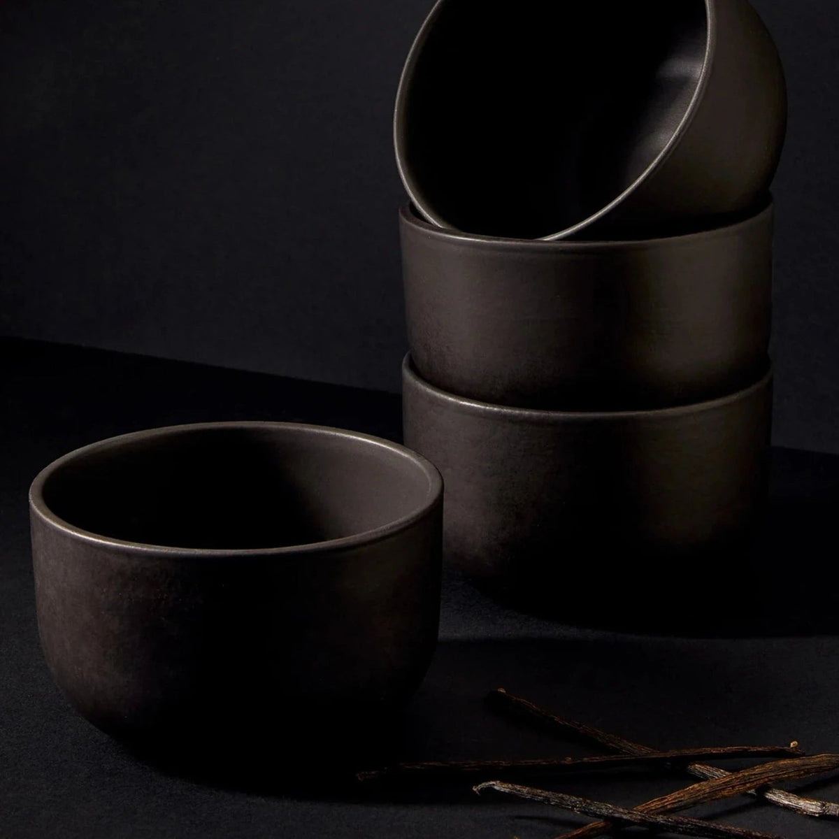 Dinner Bowl | Youlha 25 oz - Matte Black Stoneware Set - Resonant- Gharyan Stoneware