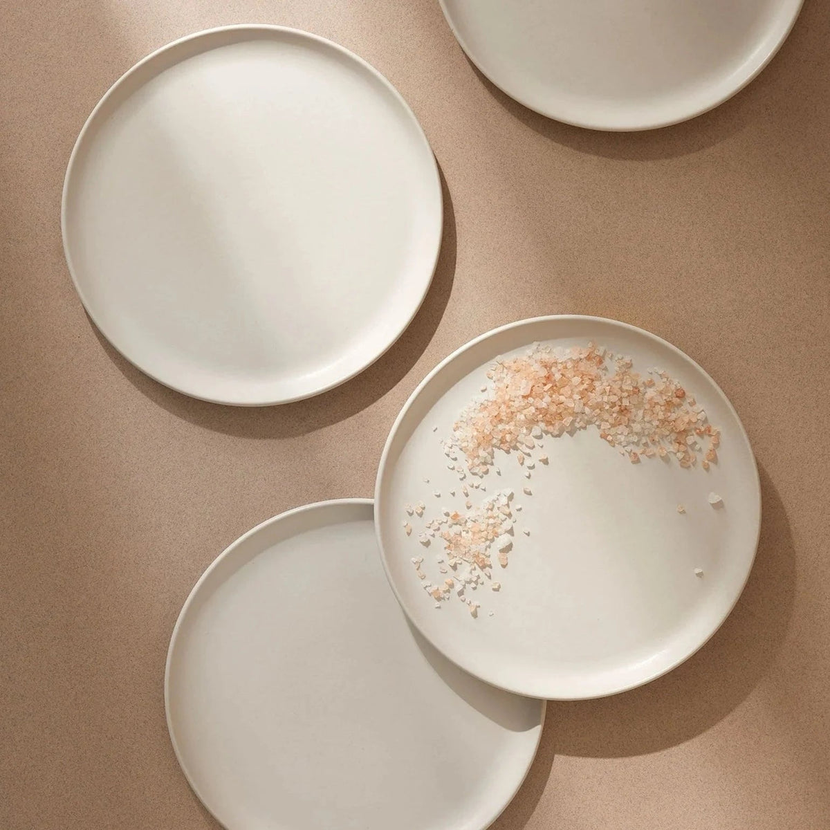 Flat Salad/Dinner Plate | Edan 9.4" - Matte White Stoneware Set - Resonant- Gharyan Stoneware