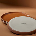 Stoneware Flat Salad/Dinner Plate | Edan 9.4" - Matte/Shiny Terracotta - Resonant- Gharyan Stoneware