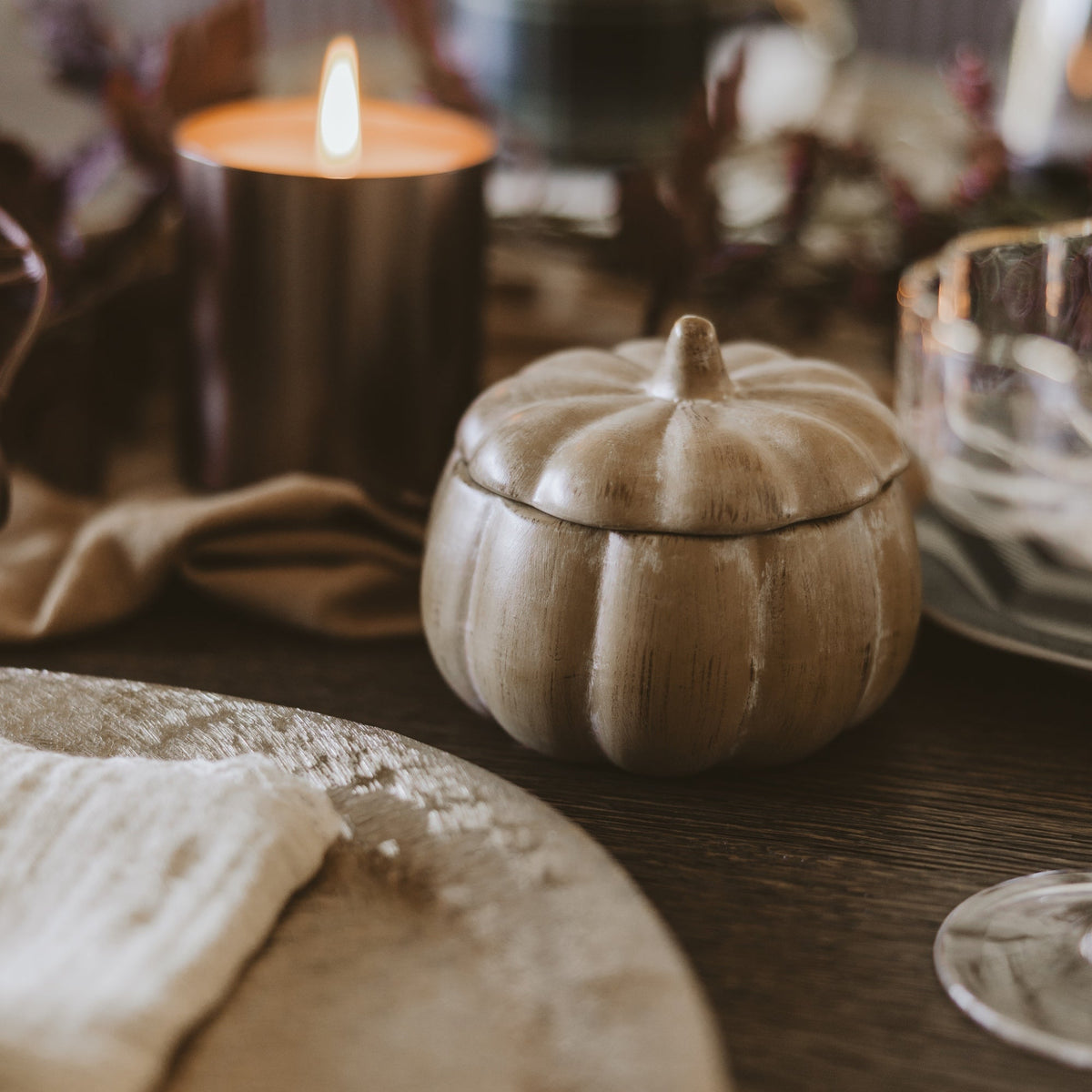 Pumpkin Spice Soy Candle - Ceramic Pumpkin Jar - 8 oz - Resonant- Sweet Water Decor
