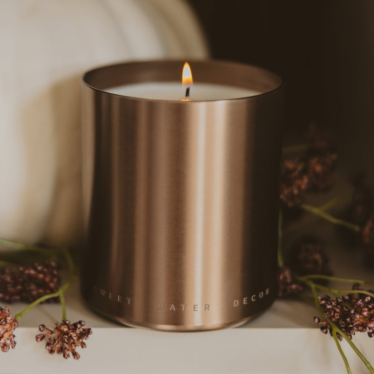 Hello Fall Soy Candle - Bronze Metal Aluminum Jar - 10 oz - Resonant- Sweet Water Decor