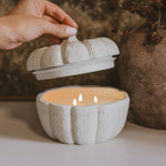 Cashmere and Vanilla Soy Candle - Cement Pumpkin Jar - 13.5 oz - Resonant- Sweet Water Decor