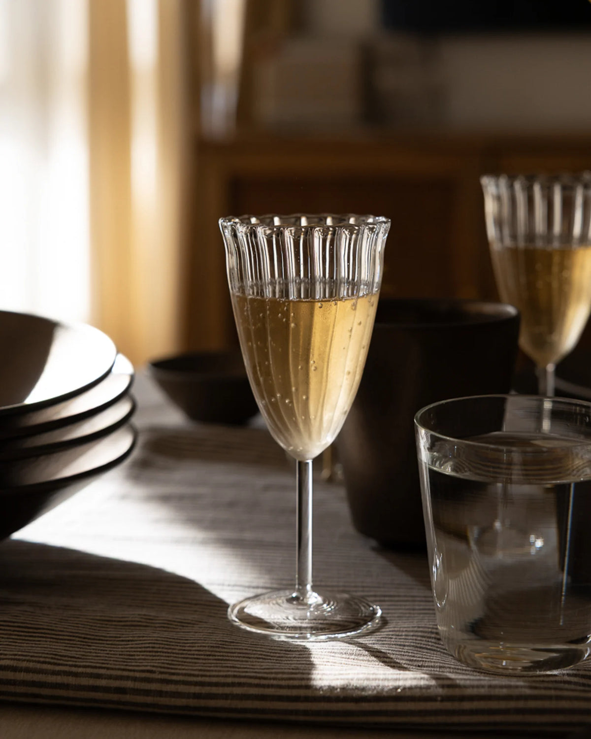 Kira Champagne Flutes, Set of 2 by Fleck India - Resonant