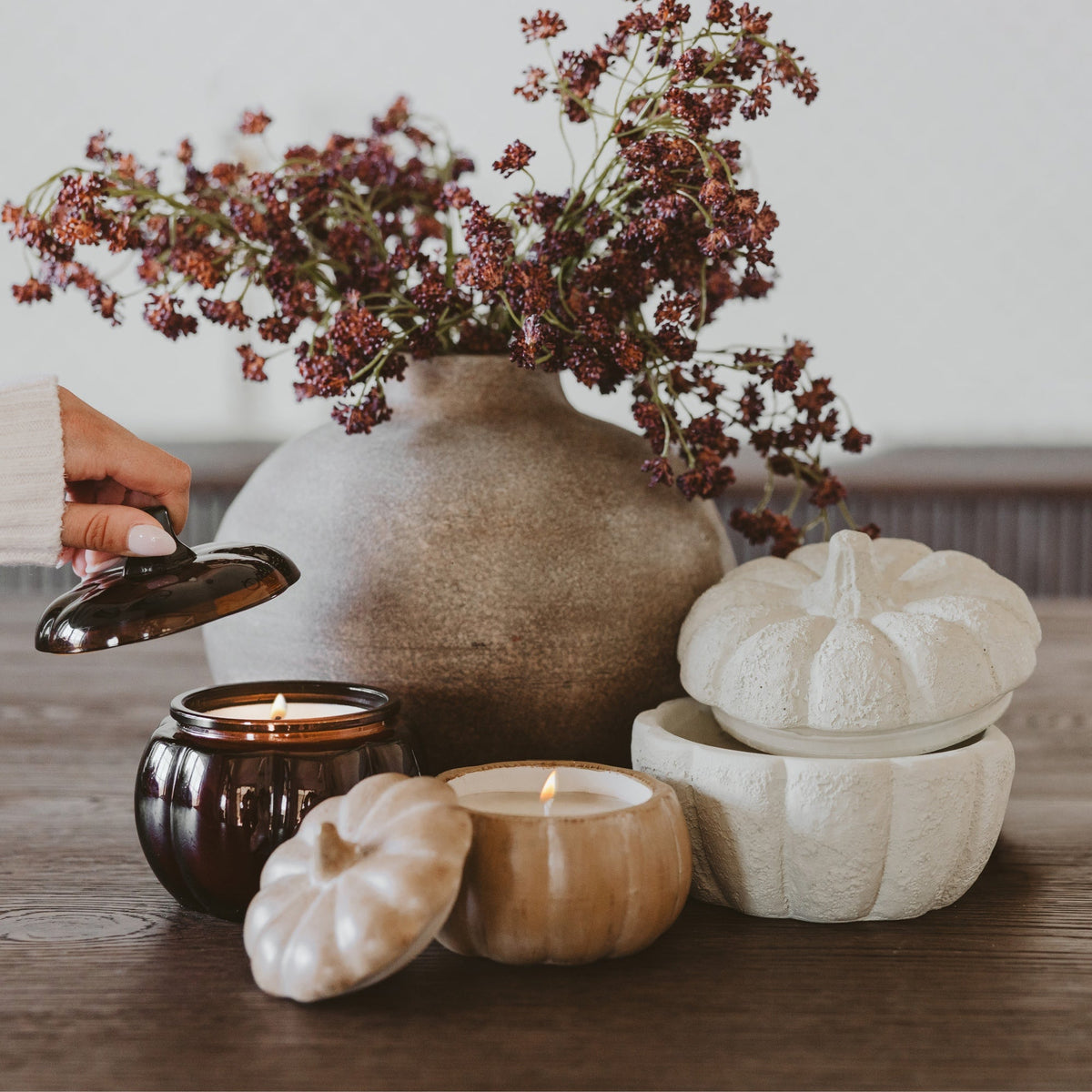 Pumpkin Spice Soy Candle - Ceramic Pumpkin Jar - 8 oz - Resonant- Sweet Water Decor
