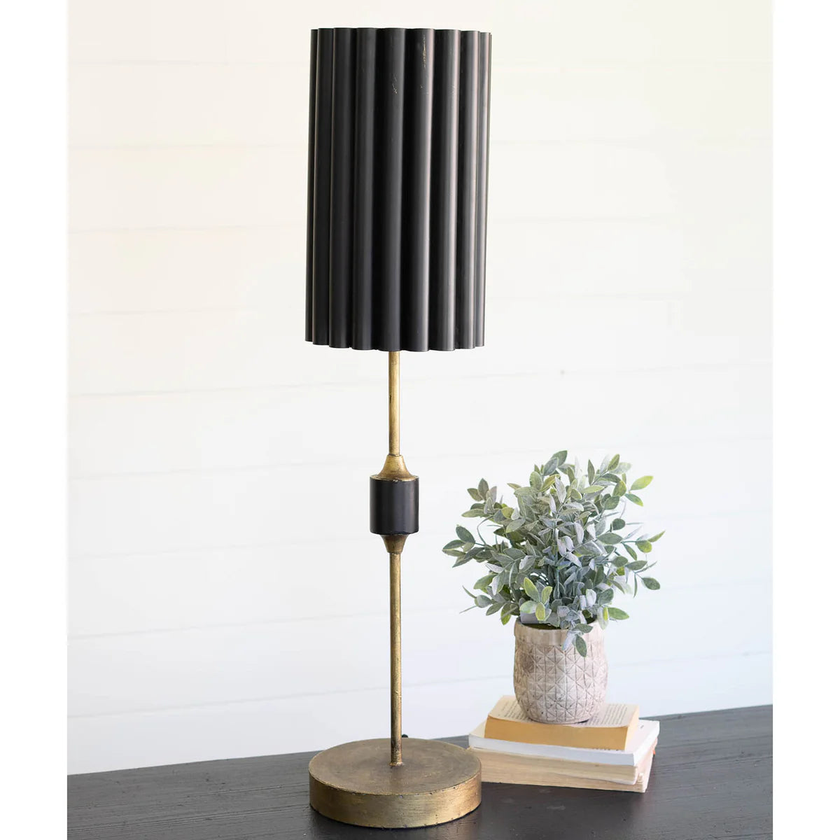 Fluted Black & Antique Gold Lamps - Resonant
