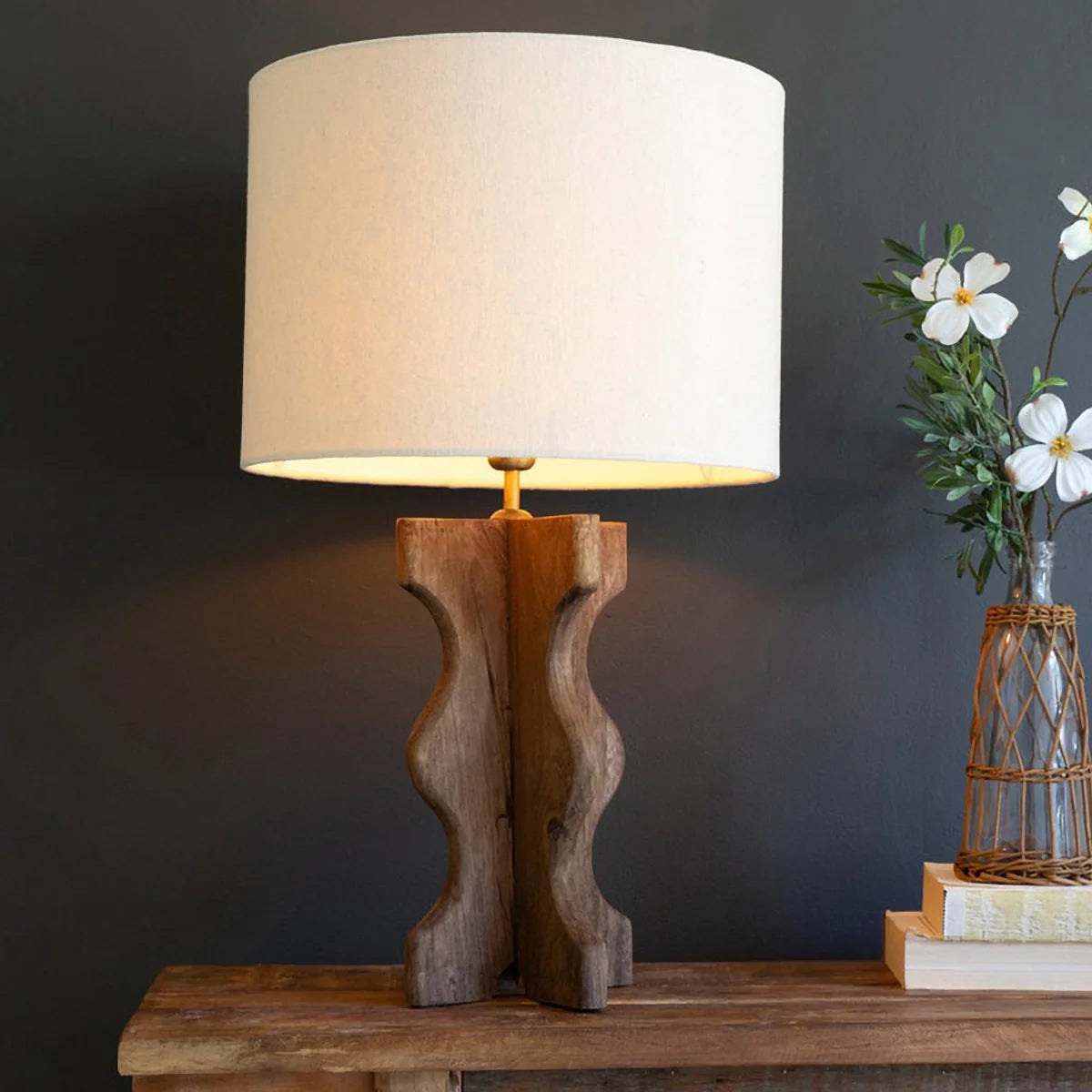 Wavy Mango Wood Floor & Table Lamp - Resonant