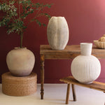 Tall Stone Composite Fluted Bulb Vase - Resonant