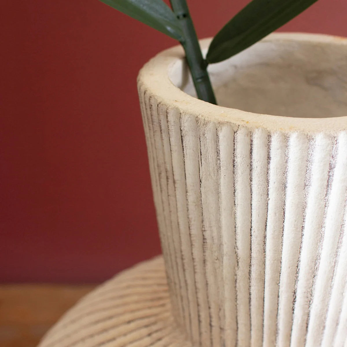 Tall Stone Composite Fluted Bulb Vase - Resonant