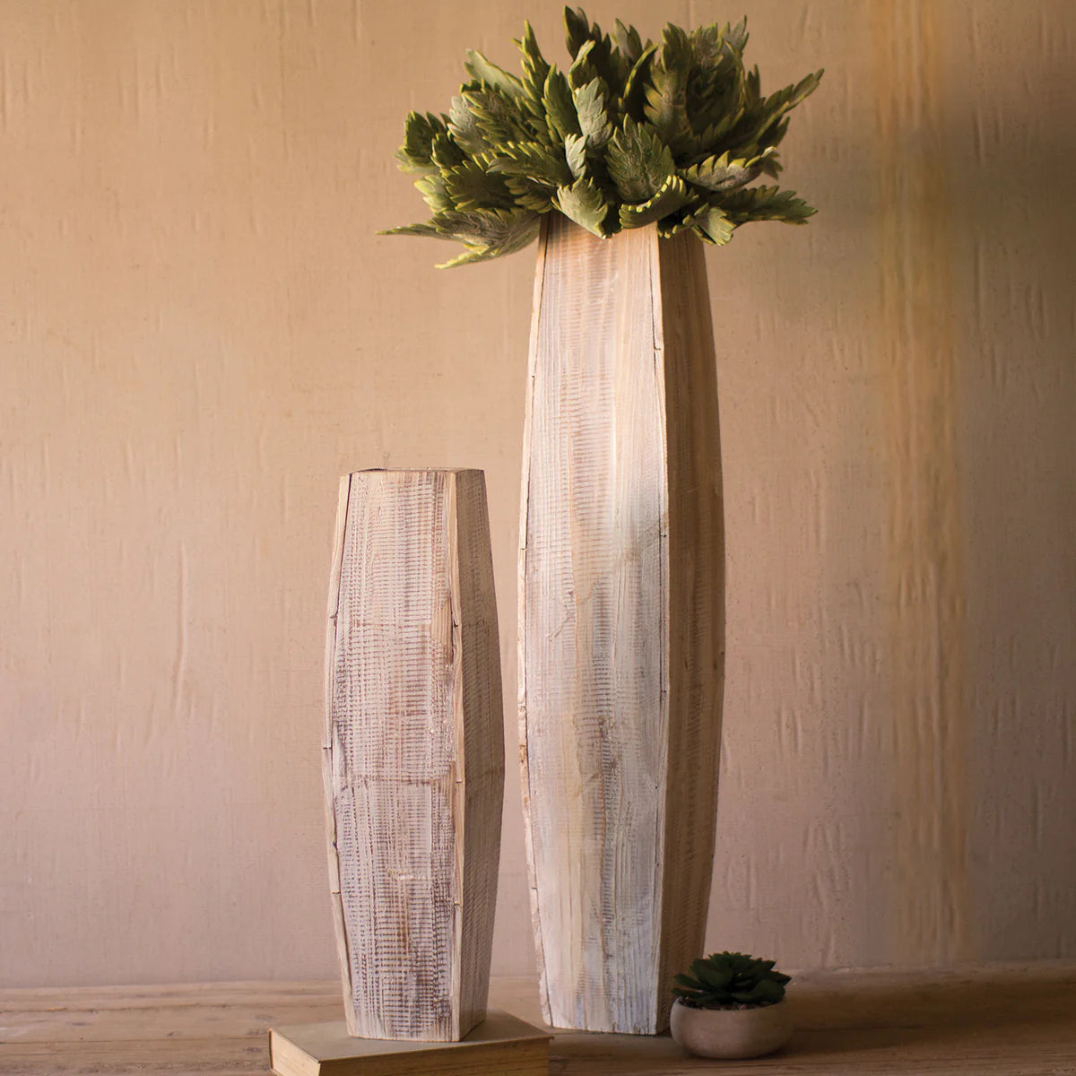 Oblong Wood Vase Set of 2 - Resonant