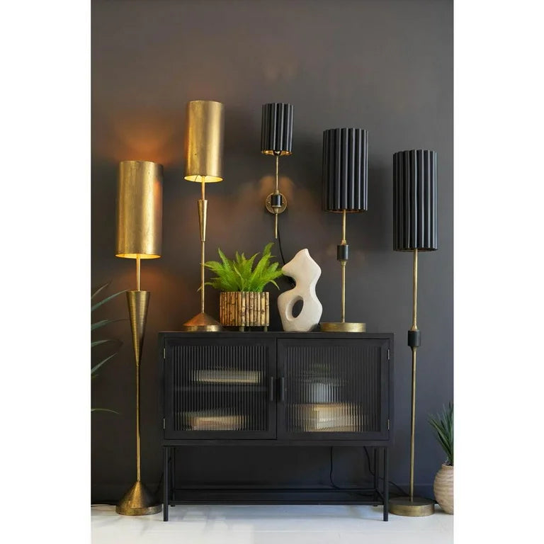 Fluted Black & Antique Gold Lamps - Resonant