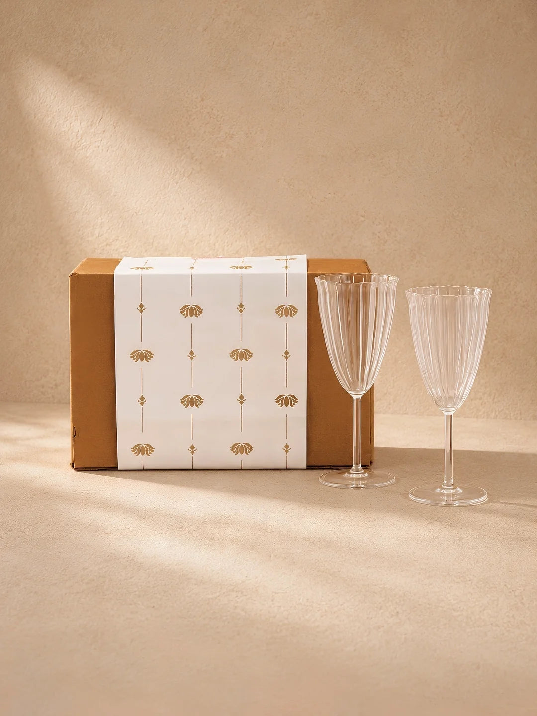 Kira Champagne Flutes, Set of 2 by Fleck India - Resonant