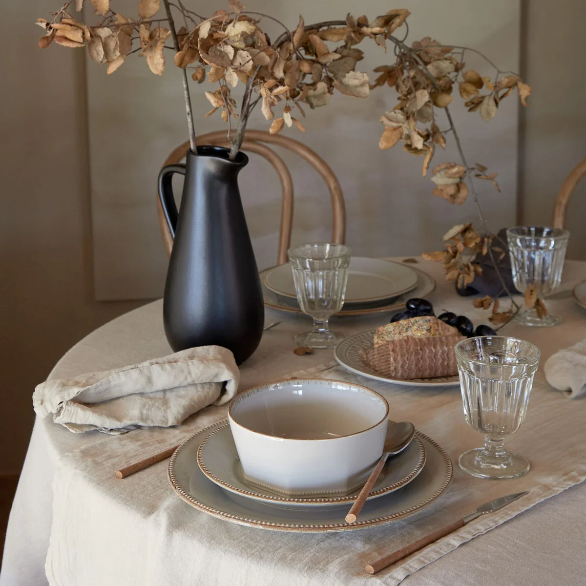 Flatware 5 Pieces Set Mito in Brushed Silver - Wood Cable - Resonant- COSTA NOVA