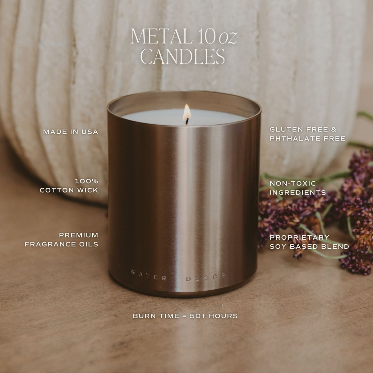 Hello Fall Soy Candle - Bronze Metal Aluminum Jar - 10 oz - Resonant- Sweet Water Decor