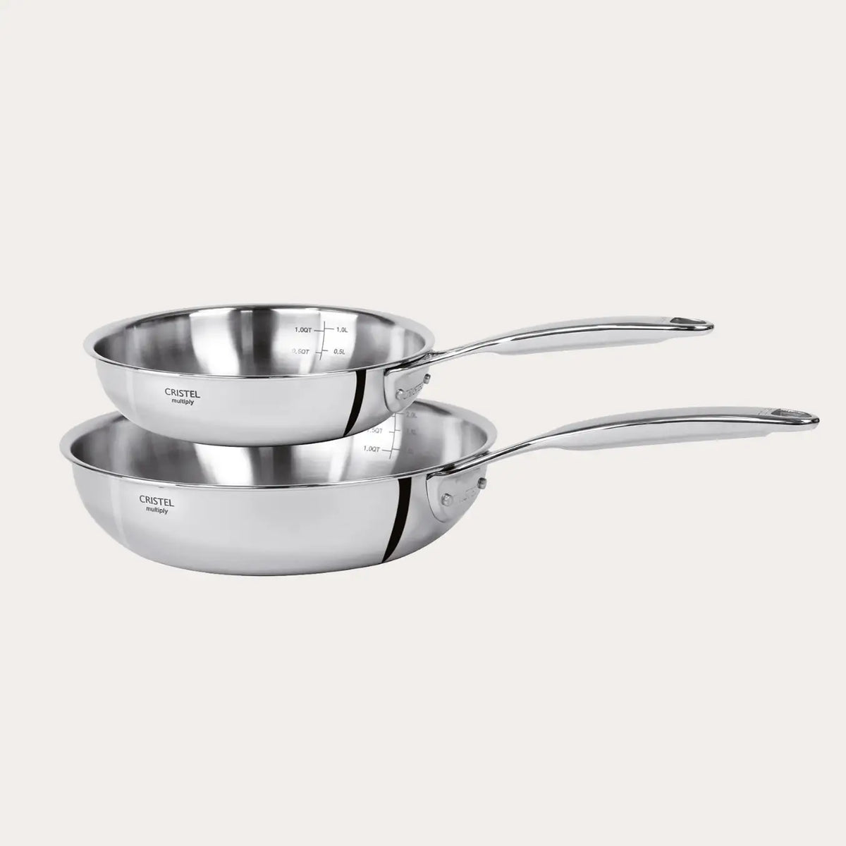 Set of 2 deep frying pans by Cristel - Resonant- Cristel Cookware