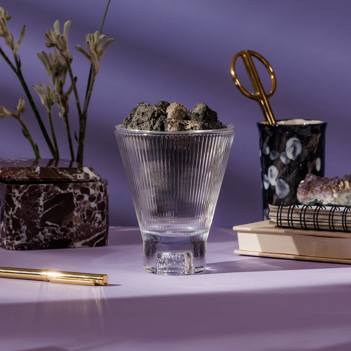 ZAI Lava Rock Diffuser - Fig & Flowers - Resonant- Oaziz Candles - Clear / Fig & Flowers