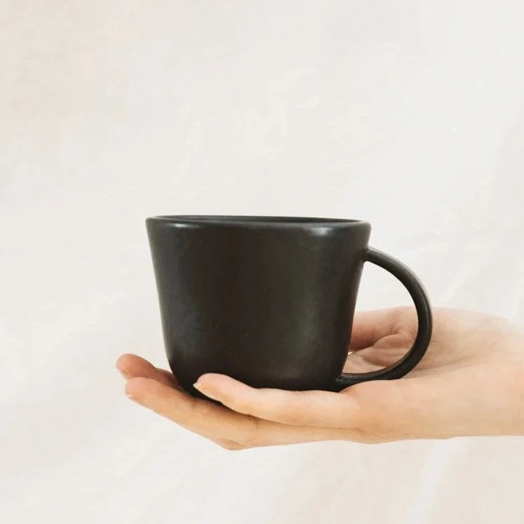 S/4 Tunisian Mug - Matte Black - Resonant- Gharyan Stoneware
