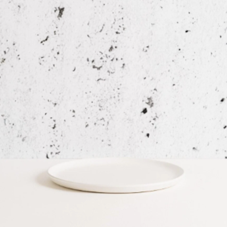 Flat Salad/Dinner Plate | Edan 9.4" - Matte White Stoneware Set - Resonant- Gharyan Stoneware