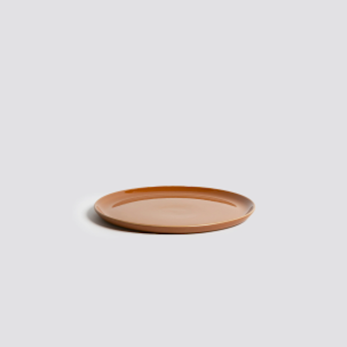 Stoneware Flat Salad/Dinner Plate | Edan 9.4" - Matte/Shiny Terracotta - Resonant- Gharyan Stoneware