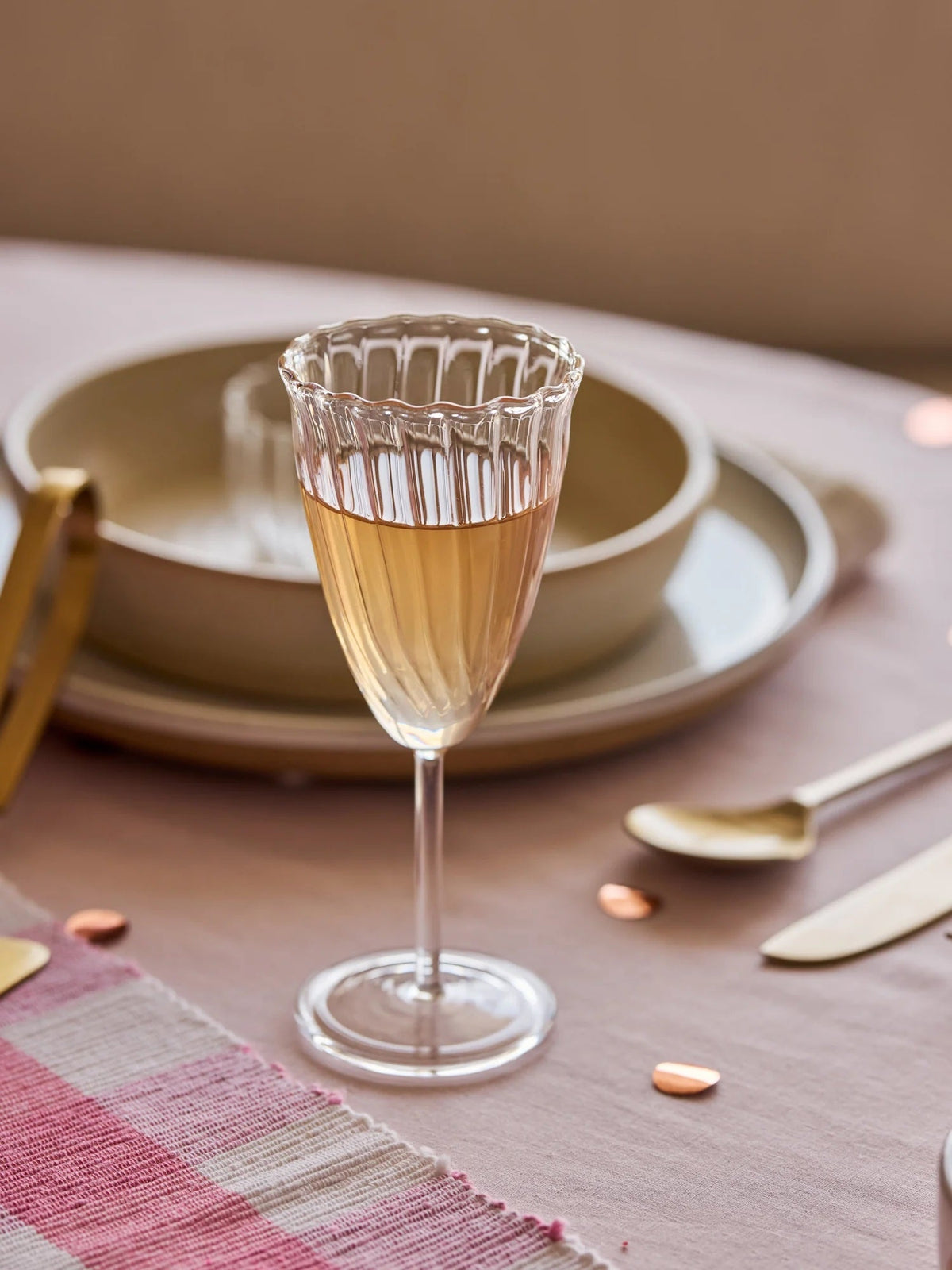 Kira Champagne Flutes, Set of 2 by Fleck India - Resonant