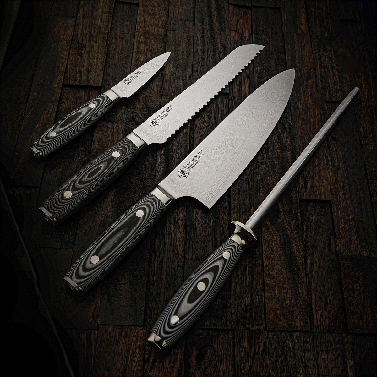 Damascus Knife 4 Piece Gift Set - Resonant