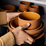 Dinner Bowl | Youlha 25 oz - Matte/Shiny Terracotta Stoneware Set - Resonant- Gharyan Stoneware