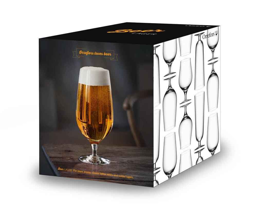 Elevate Your Drinking Experience with Premium Orrefors Beer Lager Glasses - 4-Pack